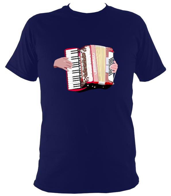 Piano Accordion and Hands T-Shirt - T-shirt - Navy - Mudchutney