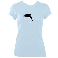 Womens leaping dolphin silhouette design fitted t-shirt - Blue