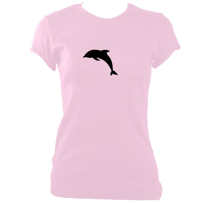 Womens leaping dolphin silhouette design fitted t-shirt - pink