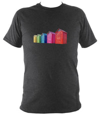Rainbow Coloured Beach Huts T-shirt - T-shirt - Dark Heather - Mudchutney