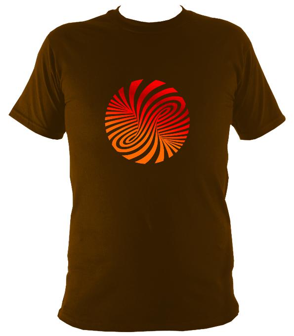 Red and Orange Swirly Illusion T-Shirt - T-shirt - Dark Chocolate - Mudchutney