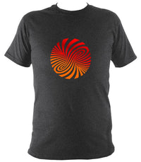 Red and Orange Swirly Illusion T-Shirt - T-shirt - Dark Heather - Mudchutney
