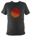 Red and Orange Swirly Illusion T-Shirt - T-shirt - Dark Heather - Mudchutney