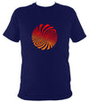 Red and Orange Swirly Illusion T-Shirt - T-shirt - Navy - Mudchutney