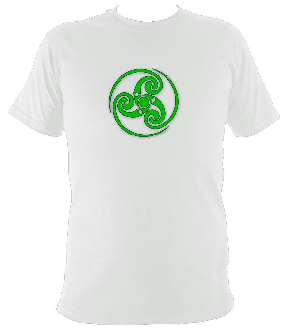 Green Swirly Style Celtic Tribal Spiral T-Shirt - T-shirt - White - Mudchutney