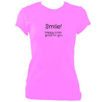 Smile Happy Looks Good Fitted T-Shirt - T-shirt - Azalea - Mudchutney