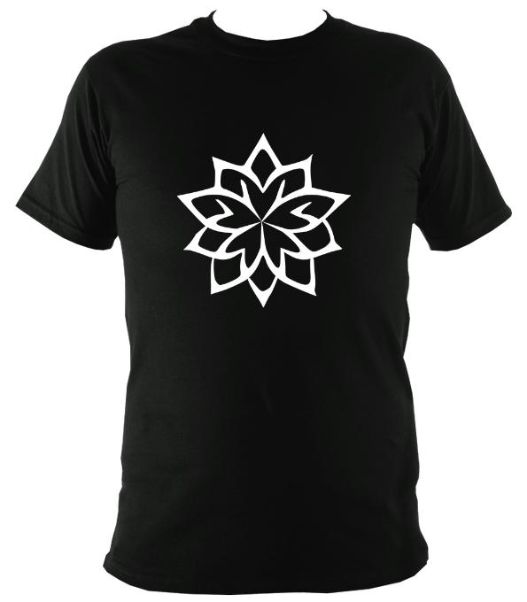 Five Sided Geometric Flower T-Shirt - T-shirt - Black - Mudchutney