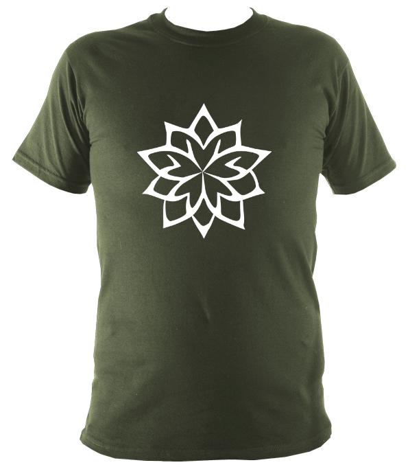Five Sided Geometric Flower T-Shirt - T-shirt - Military Green - Mudchutney