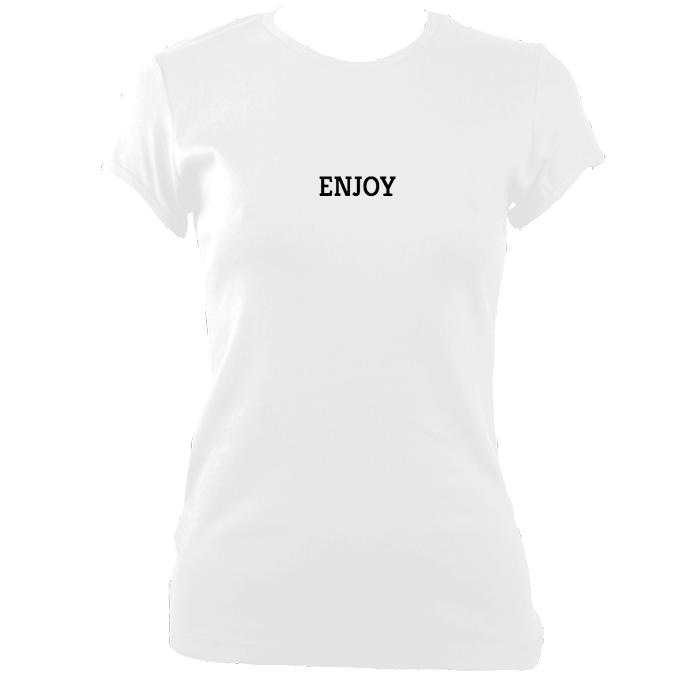 update alt-text with template "Enjoy" Fitted T-shirt - T-shirt - White - Mudchutney