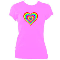 update alt-text with template Rainbow Heart Fitted T-Shirt - T-shirt - Azalea - Mudchutney