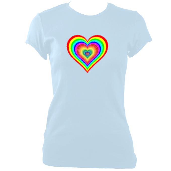 update alt-text with template Rainbow Heart Fitted T-Shirt - T-shirt - Light Blue - Mudchutney