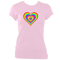 update alt-text with template Rainbow Heart Fitted T-Shirt - T-shirt - Light Pink - Mudchutney