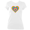 Rainbow Heart Fitted T-Shirt - T-shirt - White - Mudchutney
