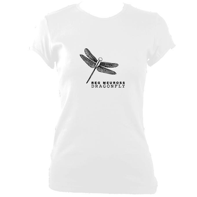 update alt-text with template Reg Meuross "Dragonfly" Ladies Fitted T-shirt - T-shirt - White - Mudchutney