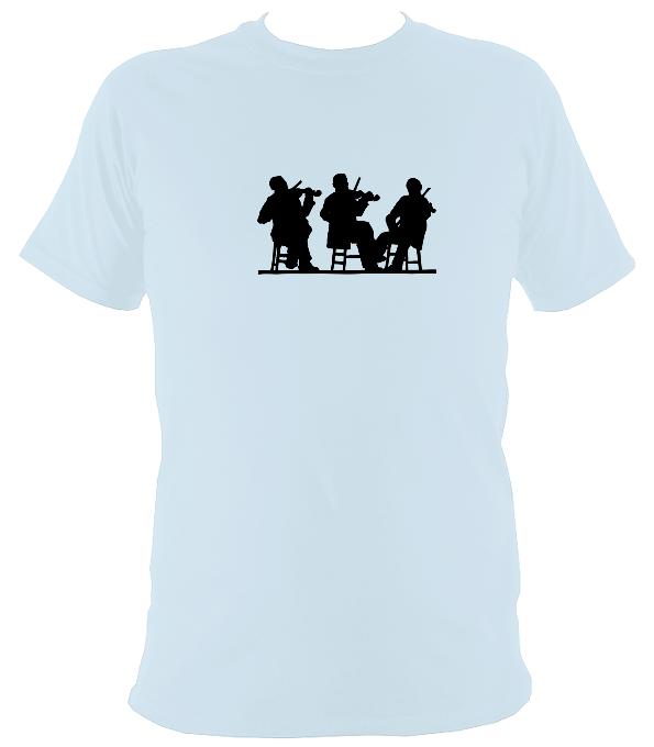 Three Fiddlers Silhouette T-shirt - T-shirt - Light Blue - Mudchutney