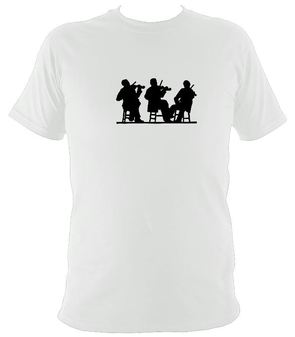 Three Fiddlers Silhouette T-shirt - T-shirt - White - Mudchutney