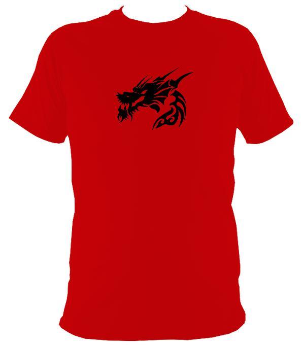Tribal Tattoo Style Dragon Head T-shirt - T-shirt - Red - Mudchutney