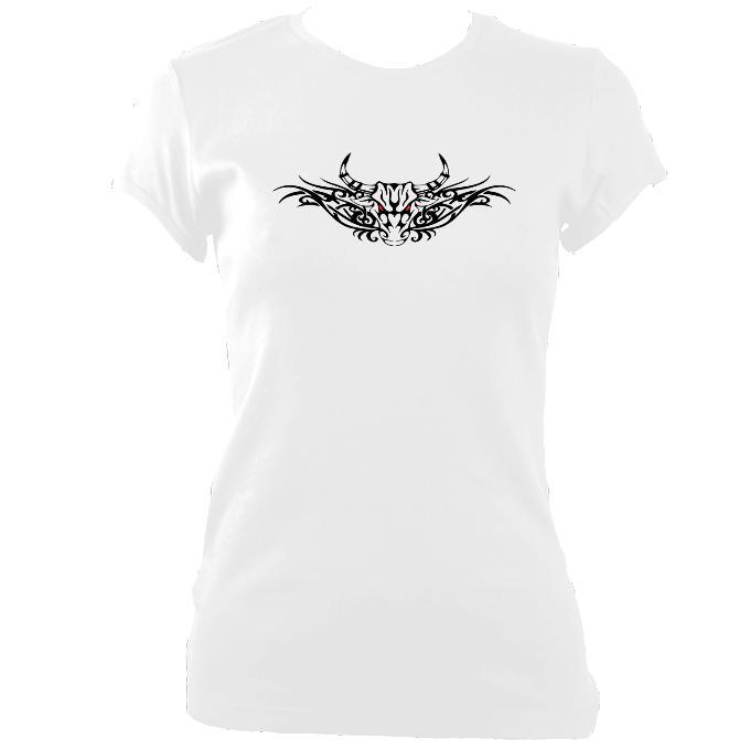 update alt-text with template Tribal Bull Ladies Fitted T-shirt - T-shirt - White - Mudchutney