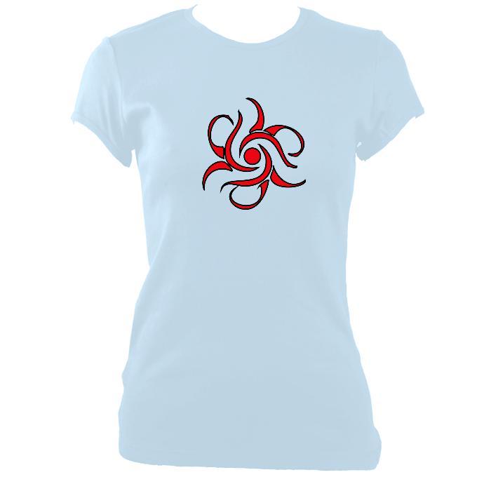 update alt-text with template Tribal Flower Ladies Fitted T-shirt - T-shirt - Light Blue - Mudchutney