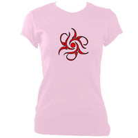 update alt-text with template Tribal Flower Ladies Fitted T-shirt - T-shirt - Light Pink - Mudchutney