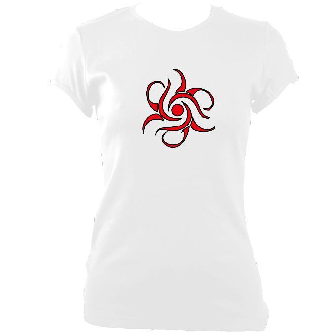 update alt-text with template Tribal Flower Ladies Fitted T-shirt - T-shirt - White - Mudchutney