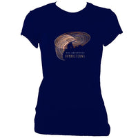 update alt-text with template The Drystones "Apparitions" Ladies Fitted T-shirt - T-shirt - Navy - Mudchutney