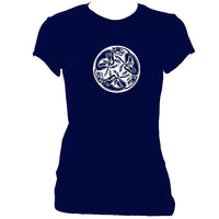update alt-text with template Celtic Animals Ladies Fitted T-shirt - T-shirt - Navy - Mudchutney