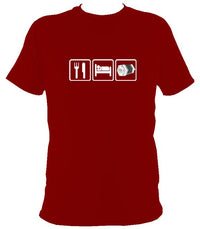 Eat, Sleep, Play Concertina T-shirt - T-shirt - Cardinal Red - Mudchutney