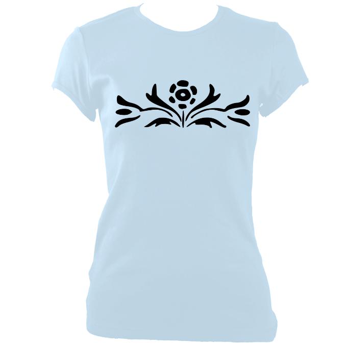 update alt-text with template Flower Ladies Fitted T-shirt - T-shirt - Light Blue - Mudchutney