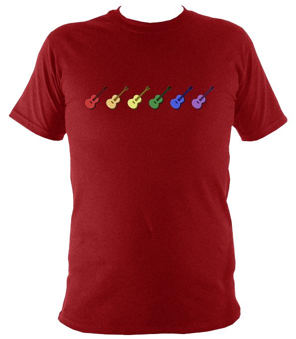 Rainbow of Coloured Guitars T-Shirt - T-shirt - Antique Cherry Red - Mudchutney