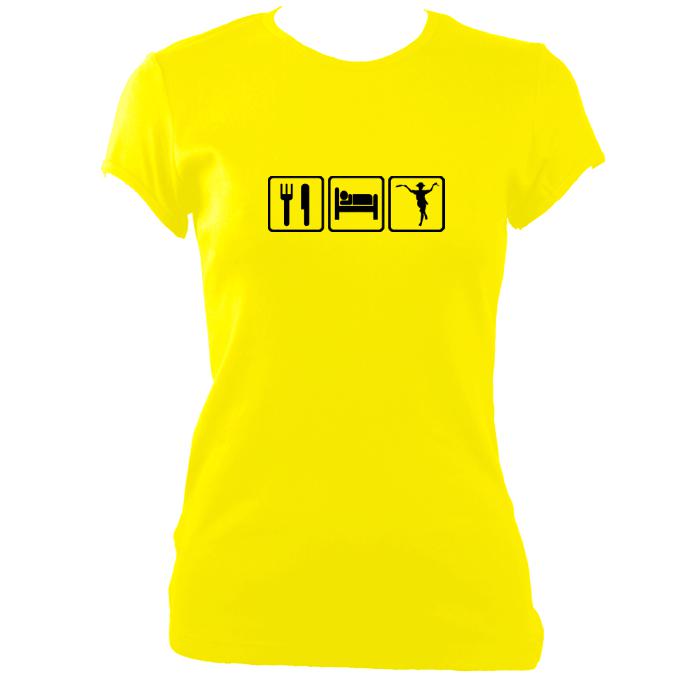 update alt-text with template Eat, Sleep, Dance Morris Ladies Fitted T-shirt - T-shirt - Daisy - Mudchutney