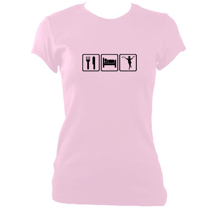 update alt-text with template Eat, Sleep, Dance Morris Ladies Fitted T-shirt - T-shirt - Light Pink - Mudchutney