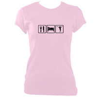 update alt-text with template Eat, Sleep, Dance Morris Ladies Fitted T-shirt - T-shirt - Light Pink - Mudchutney