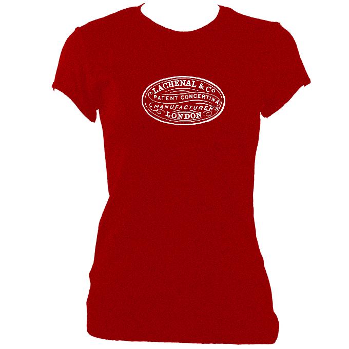 update alt-text with template Lachenal Concertina Logo Ladies Fitted T-shirt - T-shirt - Antique Cherry Red - Mudchutney