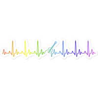 Rainbow Heartbeat Guitar Sticker