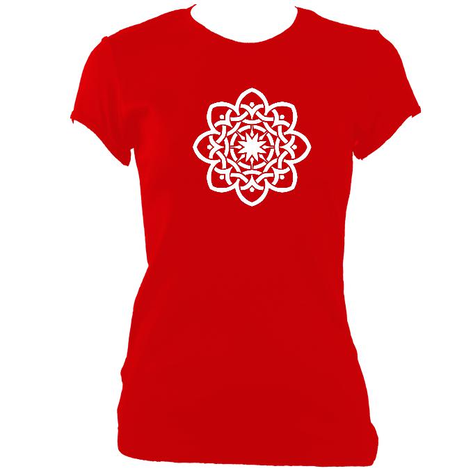 update alt-text with template Celtic Flower Ladies Fitted T-shirt - T-shirt - Red - Mudchutney