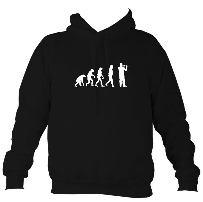 Evolution of Flute Players Hoodie-Hoodie-Jet black-Mudchutney