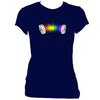 update alt-text with template Rainbow Sound Wave Concertina Ladies Fitted T-shirt - T-shirt - Navy - Mudchutney