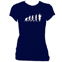 update alt-text with template Evolution of Bagpipes Players Ladies Fitted T-shirt - T-shirt - Navy - Mudchutney
