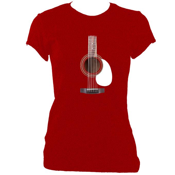 update alt-text with template Guitar Strings and Neck Ladies Fitted T-shirt - T-shirt - Antique Cherry Red - Mudchutney