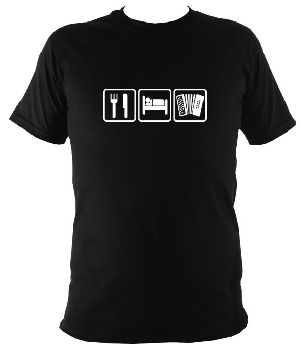 Eat, Sleep, Play Melodeon T-shirt - T-shirt - Black - Mudchutney