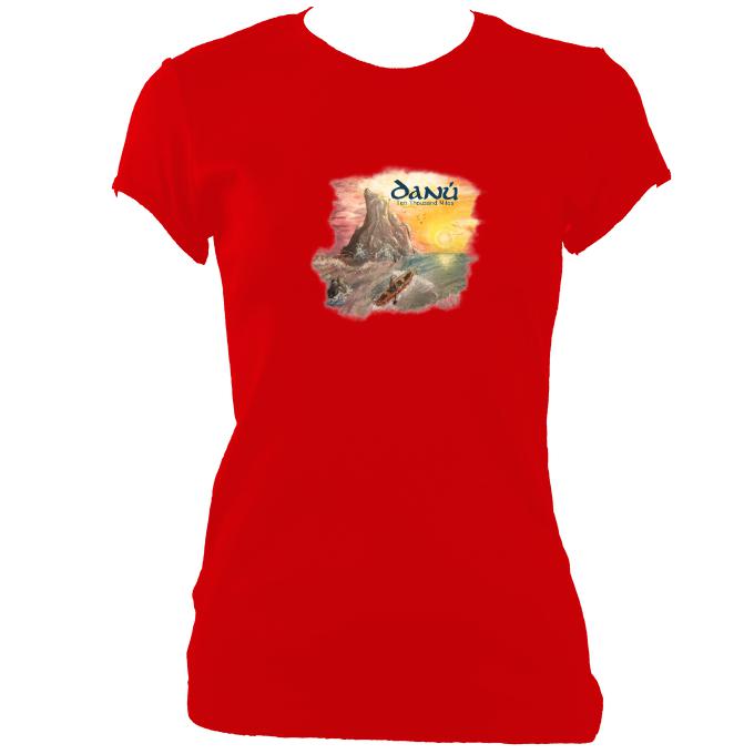 update alt-text with template Danú Ten Thousand Miles Ladies Fitted T-Shirt - T-shirt - Red - Mudchutney