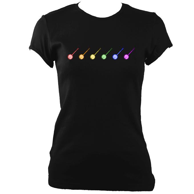 Rainbow of Banjos Ladies Fitted T-shirt - T-shirt - Black - Mudchutney