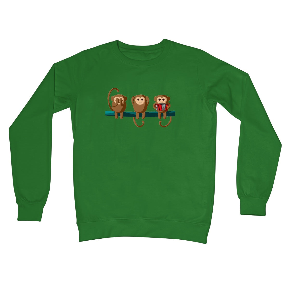 Play No Accordion Monkeys Crew Neck Sweatshirt