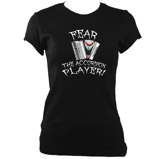 Fear the Accordion Player Ladies Fitted T-shirt-Women's fitted t-shirt-Mudchutney