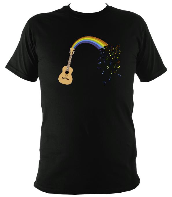 Rainbow Guitar Spouting Colourful Music T-Shirt - T-shirt - Black - Mudchutney
