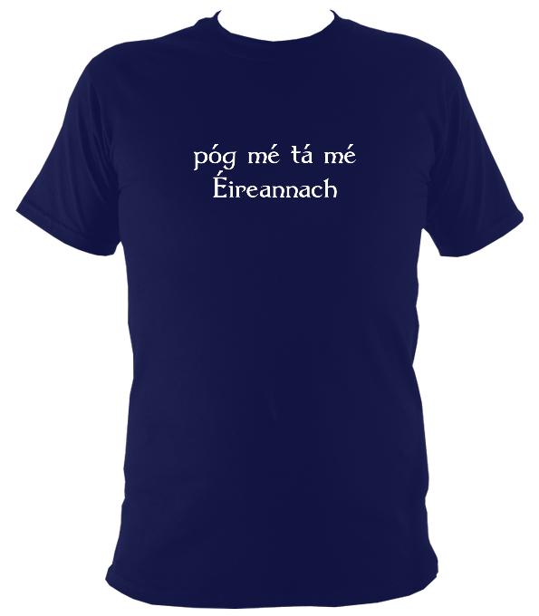 Irish Gaelic "Kiss me I'm Irish" T-shirt - T-shirt - Navy - Mudchutney