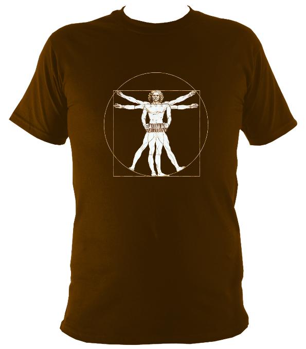 Da Vinci Vitruvian Man Playing Concertina T-Shirt - T-shirt - Dark Chocolate - Mudchutney