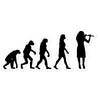 Evolution of Female Flute Player Sticker