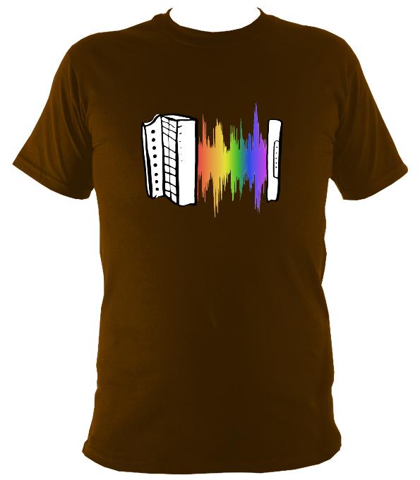 Rainbow Soundwave Melodeon T-Shirt - T-shirt - Dark Chocolate - Mudchutney